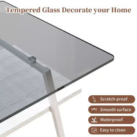Table basse rectangulaireTable basse en verre avec plateau en verre trempé, pieds en métal, table transparente moderne pour salon, appartement ou maison