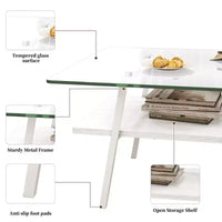 Table basse rectangulaireTable basse en verre avec plateau en verre trempé, pieds en métal, table transparente moderne pour salon, appartement ou maison