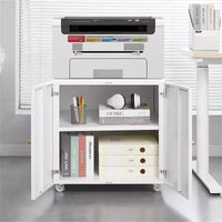 Meuble d'imprimante COZONY avec rangement, table d'imprimante 3D robuste, étagère réglable, double porte, sur roulettes, table pour télécopieur en métal pour bureau à domicile