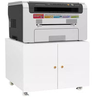 Meuble d'imprimante COZONY avec rangement, table d'imprimante 3D robuste, étagère réglable, double porte, sur roulettes, table pour télécopieur en métal pour bureau à domicile