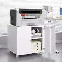 Meuble d'imprimante COZONY avec rangement, table d'imprimante 3D robuste, étagère réglable, double porte, sur roulettes, table pour télécopieur en métal pour bureau à domicile