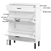 Meuble à chaussures TUYOHW avec 2 tiroirs basculants, Organisateur de rangement autonome pour entrée avec pieds en métal et tiroir supérieur, Blanc
