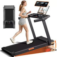 Tapis roulant pliable avec inclinaison manuelle à 15 % et guidon, écran 3 fonctions, moteur silencieux 3,0 CV, 1,0-11,3 km/h, tapis de course domestique