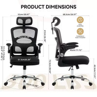 Chaise de bureau ergonomique Chaise de bureau à dossier haut en maille avec appui-tête réglable et roulettes Chaise pivotante pour la maison/le bureau/la salle de jeux