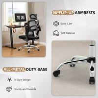 Chaise de bureau ergonomique Chaise de bureau à dossier haut en maille avec appui-tête réglable et roulettes Chaise pivotante pour la maison/le bureau/la salle de jeux