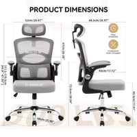 Chaise de bureau ergonomique Chaise de bureau à dossier haut en maille avec appui-tête réglable et roulettes Chaise pivotante pour la maison/le bureau/la salle de jeux