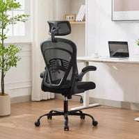 Chaise de bureau ergonomique avec accoudoirs relevables et support lombaire – Chaise de jeu à assise large pour bureau/chambre/domicile