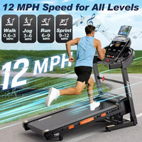 Tapis de course 5.0 CV avec inclinaison 20 %, capacité 180 kg, pliable pour la maison, vitesse maximale 19 km/h, 105 programmes, absorption des chocs