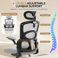 Chaise de bureau ergonomique à dossier haut en maille avec appui-tête réglable, chaise de bureau pivotante à roulettes pour la maison et la salle de jeux