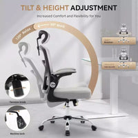 Chaise de bureau ergonomique à dossier haut en maille avec appui-tête réglable, chaise de bureau pivotante à roulettes pour la maison et la salle de jeux
