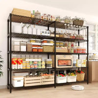 COZONY Étagère métallique robuste à 4/5 niveaux, étagères de rangement réglables, conception convertible, garage, cuisine, entrepôt
