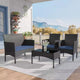 ALAULM 4 PCS Patio Furniture Set Outdoor Wicker Rattan Chairs Conversation Sets w/Coffee Table, Rocking Bistro Set