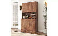 TUYOHW Armoire de rangement 6 portes, Armoire et meuble de cuisine haute de 180 cm avec tiroir et étagère ouverte, Meuble de rangement de cuisine et armoire de chambre en MDF