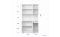TUYOHW Armoire de rangement 6 portes, Armoire et meuble de cuisine haute de 180 cm avec tiroir et étagère ouverte, Meuble de rangement de cuisine et armoire de chambre en MDF