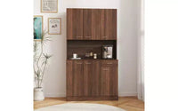 TUYOHW Armoire de rangement 6 portes, Armoire et meuble de cuisine haute de 180 cm avec tiroir et étagère ouverte, Meuble de rangement de cuisine et armoire de chambre en MDF