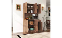 TUYOHW Armoire de rangement 6 portes, Armoire et meuble de cuisine haute de 180 cm avec tiroir et étagère ouverte, Meuble de rangement de cuisine et armoire de chambre en MDF