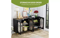 TUYOHW Buffet moderne à portes en acrylique, meuble de rangement de garde-manger avec étagères amovibles, meuble de rangement autonome, console.