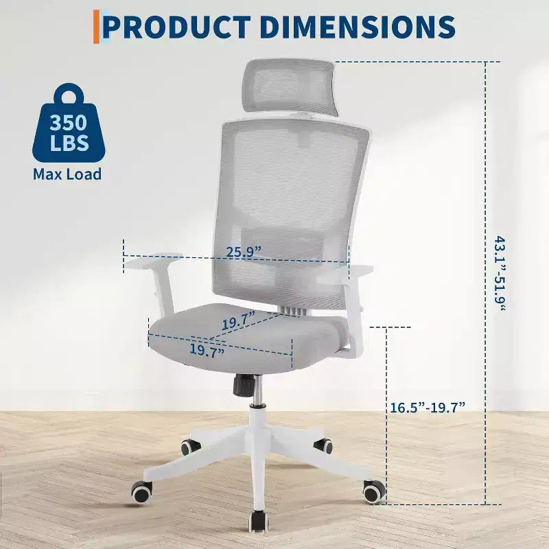 Chaise de bureau ergonomique en maille | Appui-tête rembourré et roulettes | Chaise de jeu/bureau pour salle d'e-sport, bureau, chambre