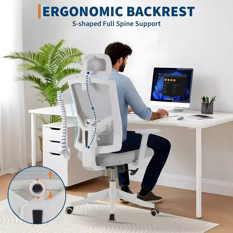 Chaise de bureau ergonomique en maille | Appui-tête rembourré et roulettes | Chaise de jeu/bureau pour salle d'e-sport, bureau, chambre