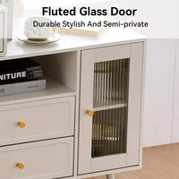 GDFStudio Ramon Coiffeuse 4 tiroirs avec tabouret, miroir dimmable, prise électrique et armoire latérale réglable