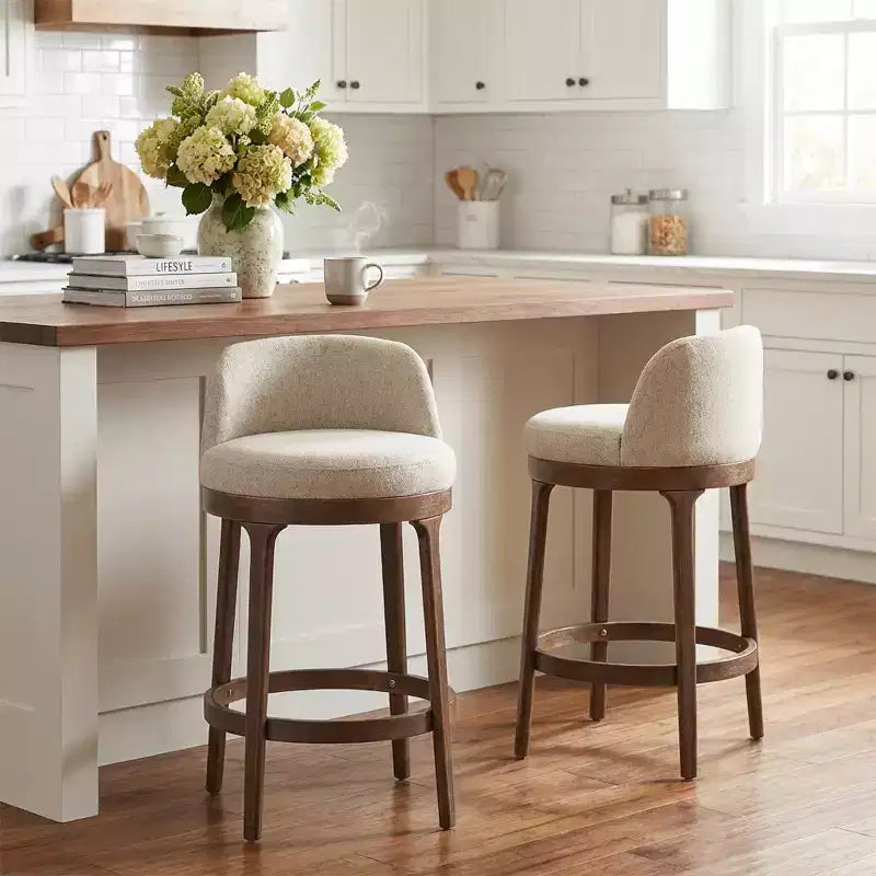 Tabourets de bar rembourrés Christopher Knight Home Shinji en hévéa (lot de 2)