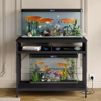 Meuble pour aquarium de 40 à 50 gallons, support pour 2 aquariums ou terrariums avec tiroirs de rangement, pieds réglables en hauteur, capacité de 300 kg