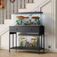 40-50 Gallon Fish Tank Stand, 2 Aquarium Reptile Tank Stand with Storage Drawers, Height Adjustable Feet, 660LBS Capacity