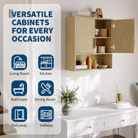 Armoire murale de salle de bain, 25x23x8 Pharmacie avec étagère réglable, porte à motif ondulé, rangement pour salle de bain, cuisine, buanderie, entrée