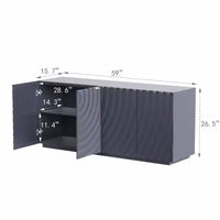 Buffet spiral moderne 59", meuble de rangement d'entrée art bas profil avec portes à texture ondulée 3D - Panipeachy