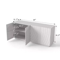 Buffet spiral moderne 59", meuble de rangement d'entrée art bas profil avec portes à texture ondulée 3D - Panipeachy