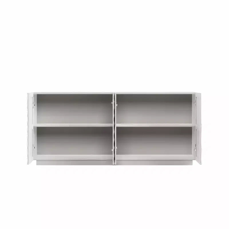 Buffet spiral moderne 59", meuble de rangement d'entrée art bas profil avec portes à texture ondulée 3D - Panipeachy