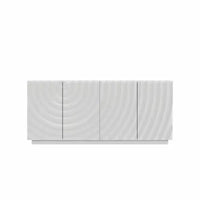 Buffet spiral moderne 59", meuble de rangement d'entrée art bas profil avec portes à texture ondulée 3D - Panipeachy