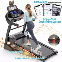 Tapis de course pliable avec inclinaison automatique, vitesse de 0,6 à 12 MPH, moteur haute performance, surface de course à 7 couches, capacité de 145 kg pour les entraînements à domicile et en appartement