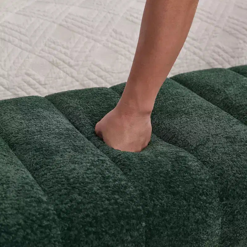 Okak Banc de lit sans accoudoirs moderne 69,7" capitonné à canaux, pouf repose-pieds en chenille, banc d'entrée pour salon, chambre