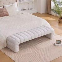 Okak 69.7 Banc de lit moderne sans accoudoirs avec capitonnage cannelé, poufs-ottomans en chenille, banc d'entrée pour salon, chambre à coucher
