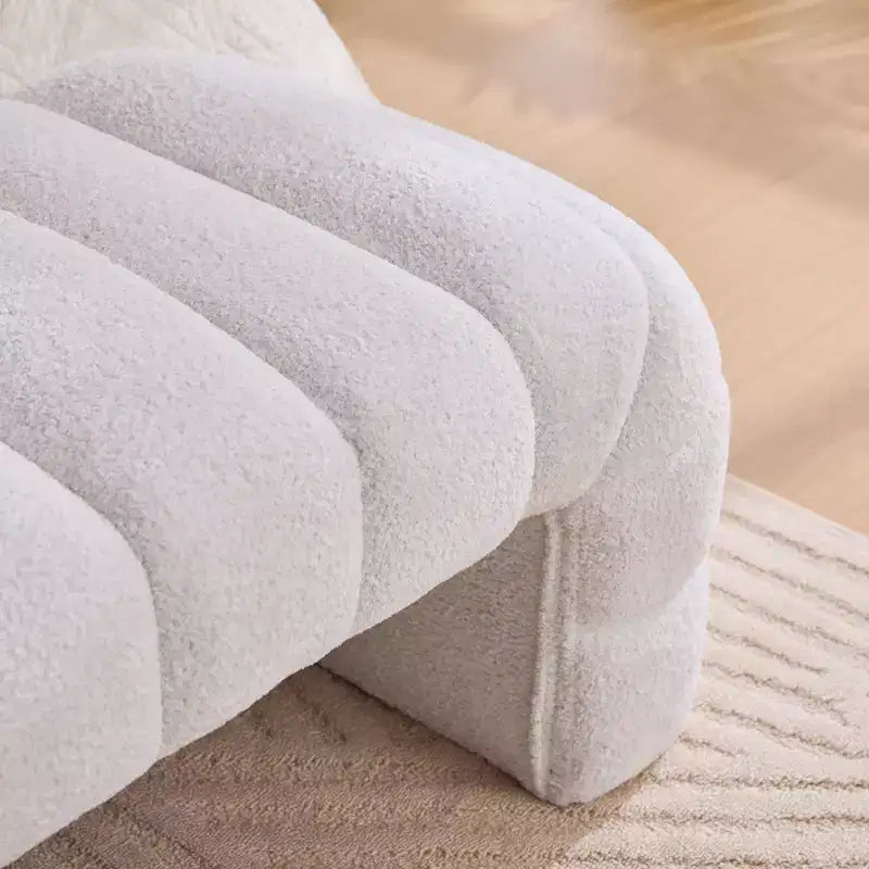 Okak Banc de lit sans accoudoirs moderne 69,7" capitonné à canaux, pouf repose-pieds en chenille, banc d'entrée pour salon, chambre