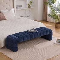 Okak 69.7 Banc de lit moderne sans accoudoirs avec capitonnage cannelé, poufs-ottomans en chenille, banc d'entrée pour salon, chambre à coucher