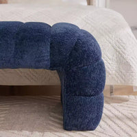 Okak 69.7 Banc de lit moderne sans accoudoirs avec capitonnage cannelé, poufs-ottomans en chenille, banc d'entrée pour salon, chambre à coucher