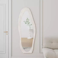 Miroir pleine longueur en flanelle TUYOHW, forme de vague irrégulière, avec trou de suspension, miroir de corps mural ou miroir de sol inclinable pour chambre, salon