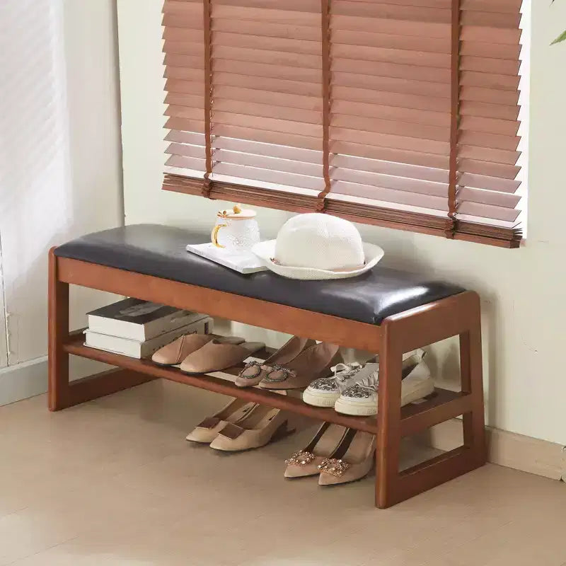 Banc range-chaussures 40 pouces avec rangement - banc d'entrée 2 niveaux avec coussin PU, organiseur d'entrée gain de place