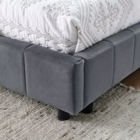 MAYEERTY Cadre de lit Full rembourré et capitonné avec dossier confortable et accoudoirs pour chambre, salon, gris