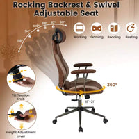 Chaise de bureau ergonomique Costway avec appui-tête 2D, dossier inclinable et roulettes, chaise de jeu bleue/marron et beige/grise et bleue
