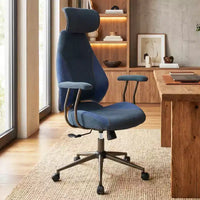 Chaise de bureau ergonomique Costway avec appui-tête 2D, dossier inclinable et roulettes, chaise de jeu bleue/marron et beige/grise et bleue