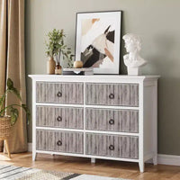 Commode moderne à 6 tiroirs cannelés COZONY avec panneau ondulé, coffre de rangement anti-basculement pour chambre à coucher, salon et couloir