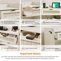 Lot de 2 tables de chevet en rotin avec station de recharge, table de nuit boho avec tiroir et étagère ouverte pour chambre, salon et bureau