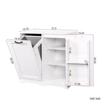JVNOXK Meuble à linge de 80 cm avec portes et étagères, panier à linge inclinable et coulissant, étagères réglables, blanc