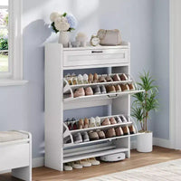 Meuble à chaussures moderne avec tiroir rotatif, organisateur de rangement peu encombrant pour entrée