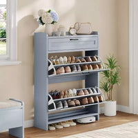 Meuble à chaussures moderne avec tiroir rotatif, organisateur de rangement peu encombrant pour entrée