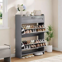Meuble à chaussures moderne avec tiroir rotatif, organisateur de rangement peu encombrant pour entrée
