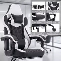Chaise de jeu pivotante à 360° TUYOHW polyvalente, chaises de bureau réglables avec roulettes, dossier inclinable et repose-pieds, chaises de jeu vidéo ergonomiques, 136 kg max.